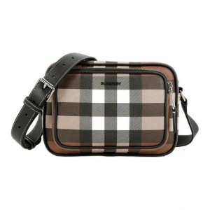 BURBERRY博柏利 条纹生物基格纹 男女同款 单肩斜挎相机包