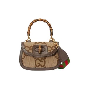 Gucci 古驰 Bamboo 1947 Jumbo 超级双G大老花LOGO 单肩斜挎手提包