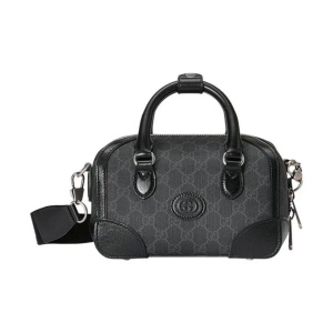 Gucci 古驰  老花LOGO 帆布拼皮革 单肩斜挎手提旅行包