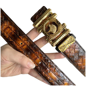 Stefano Ricci 史蒂芬劳.尼治  3.8CM 纯手工擦色美洲鳄腹皮 平滑扣