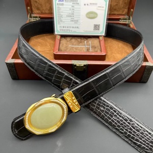 和田玉系列 3.8cm 美洲鳄鱼皮 平滑扣