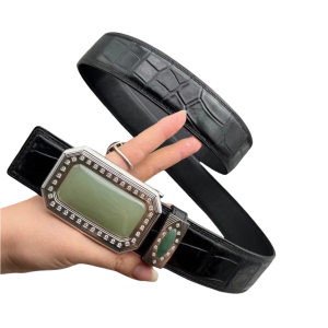 和田玉鳄鱼系列 3.8CM 美洲鳄鱼皮平滑扣