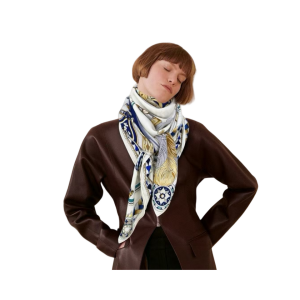 HERMES 爱马仕 马鞍图案印花 双面同色羊绒方巾