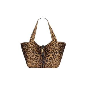 Yves Saint Laurent圣罗兰 豹纹款 马毛拼皮革 单肩手提包