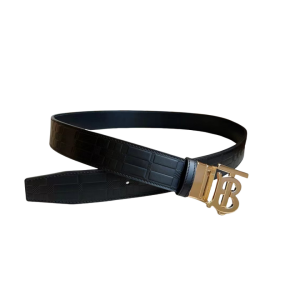 BURBERRY 博柏利 3.5cm 牛皮革压纹 平滑扣