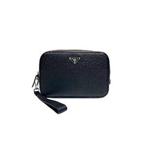 PRADA 普拉达  荔枝纹牛皮 男士手包