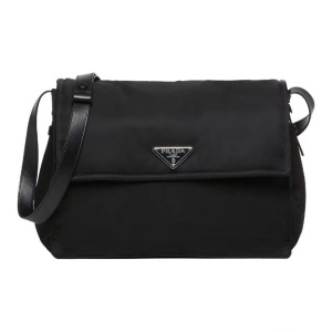 PRADA 普拉达 Cin 复古金属三角形徽标 单肩斜挎邮差包 男女同款