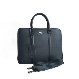 PRADA 普拉达 鹿皮纹小牛皮 新款男士公文包