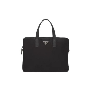 PRADA 普拉达 再生尼龙拼Saffiano皮革 单肩斜挎手提公文包
