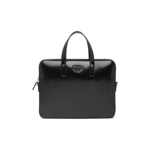 PRADA 普拉达  亮面皮革 手提公文包