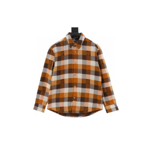 LOUIS VUITT0N 路易威登  25sw 橙色棋盘格提花法兰绒衬衫 男女同款
