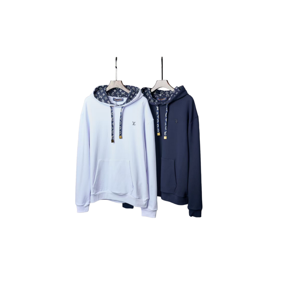 LOUIS VUITT0N 路易威登   提花抽绳烫钻徽标口袋长袖连帽卫衣