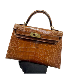 HERMES 爱马仕 Kelly二代19cm 进口美洲高光鳄鱼皮  手工缝制