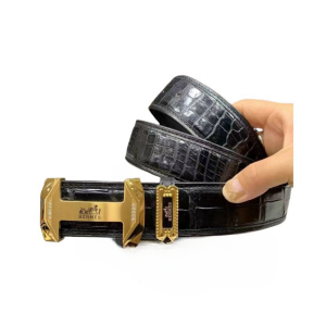 HERMES 爱马仕 3.8cm  美洲鳄平滑扣