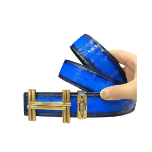 HERMES 爱马仕 3.8cm 电光蓝澳洲鸵鸟皮平滑扣