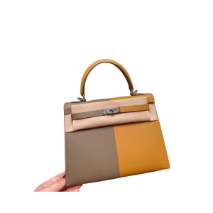 HERMES 爱马仕  手缝 Kelly 25cm 进口Epsom皮 限量款左右双拼