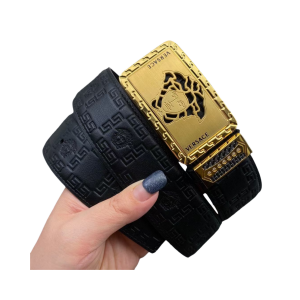 VERSACE 范思哲 3.8cm 头层牛皮压花 平滑扣