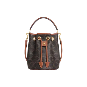 Celine 赛琳  Teen Clara 品牌徽标印花 牛皮单肩斜挎手提水桶包