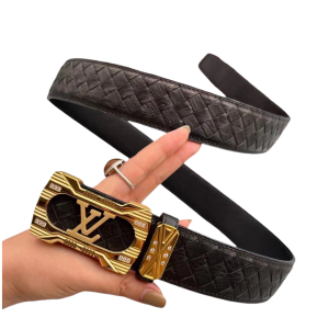 LOUIS VUITT0N 路易威登 3.8cm 鸵鸟皮编制平滑扣