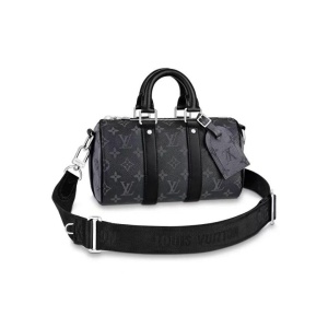LOUIS VUITT0N 路易威登 Keepall 25 黑武士老花 手提单肩斜挎包