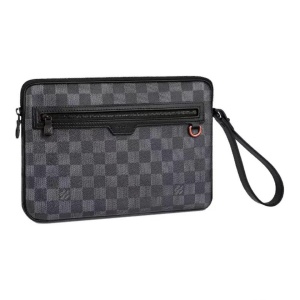 LOUIS VUITT0N 路易威登 棋盘格纹 帆布拼牛皮革 手腕手拿包