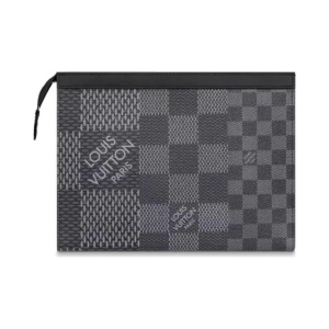 LOUIS VUITT0N 路易威登 Pochette Voyage经典格纹 涂层帆布拼牛皮革 手拿包