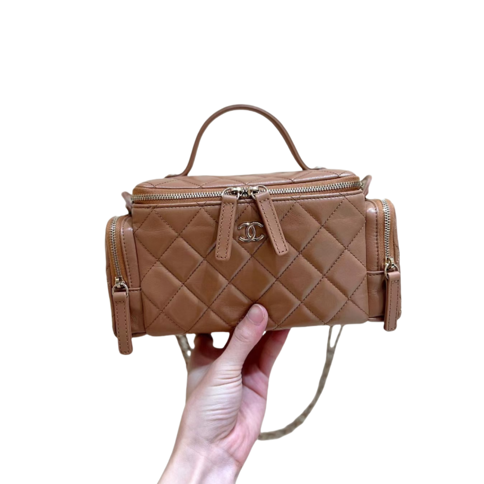 CHANEL 香奈儿  24K 两面皱纹小羊皮 单肩斜挎手提化妆相机包